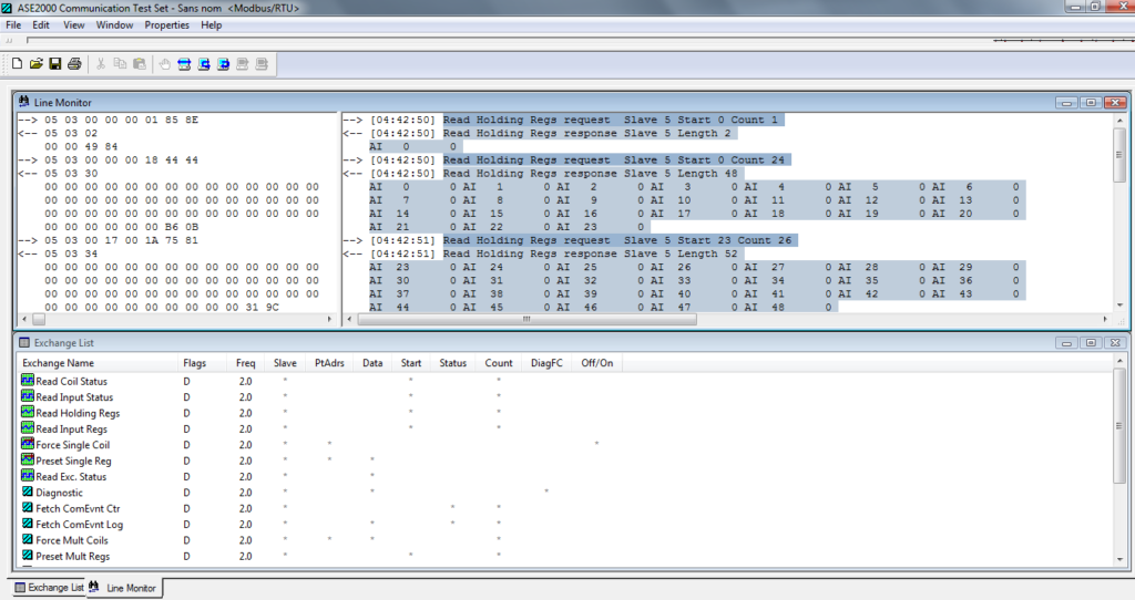 Simulating a Modbus master with ASE2000 to check responses from a slave PLC