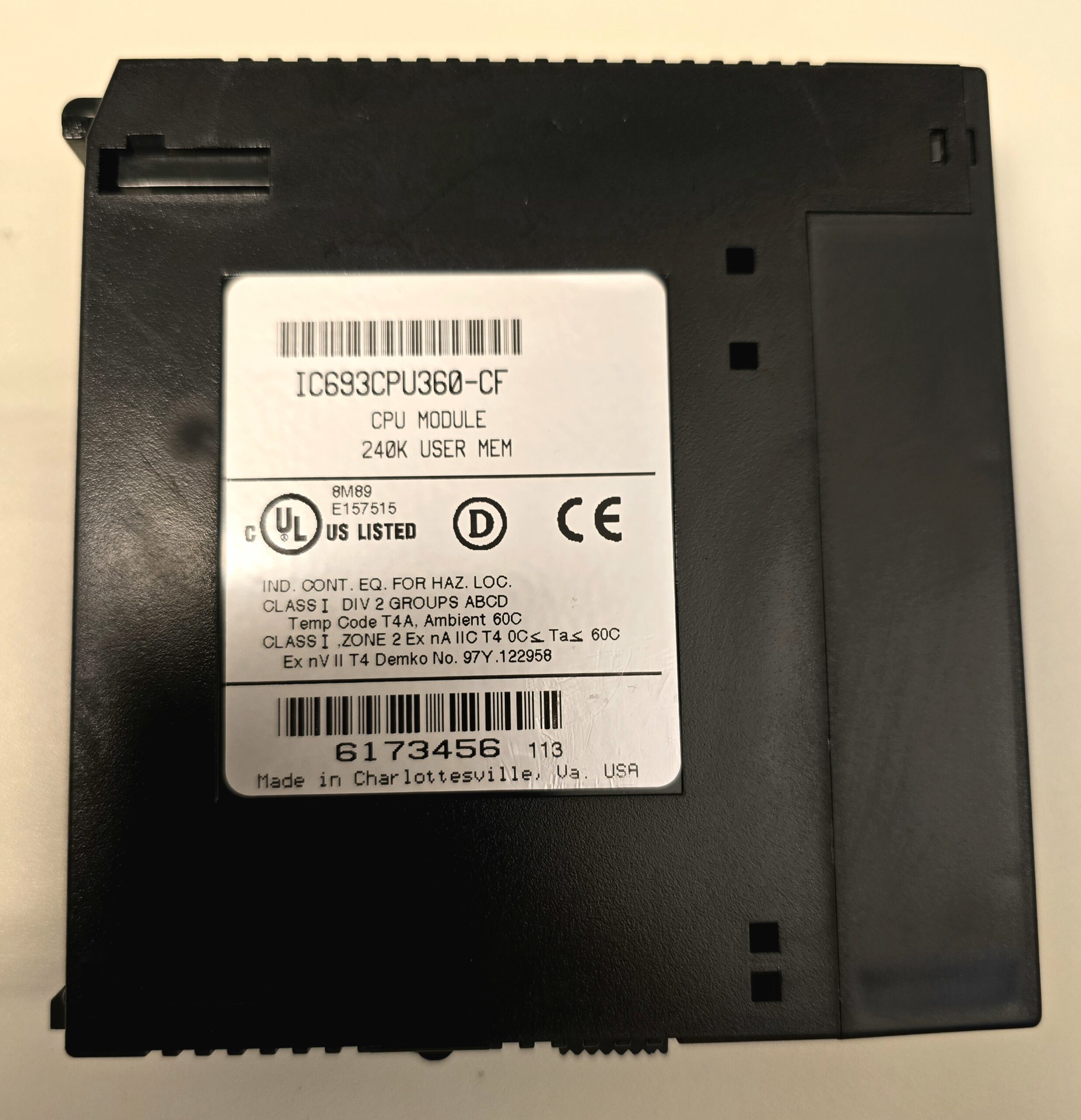 IC693CPU360 C80-35 processing unit cpu360, identification label detail