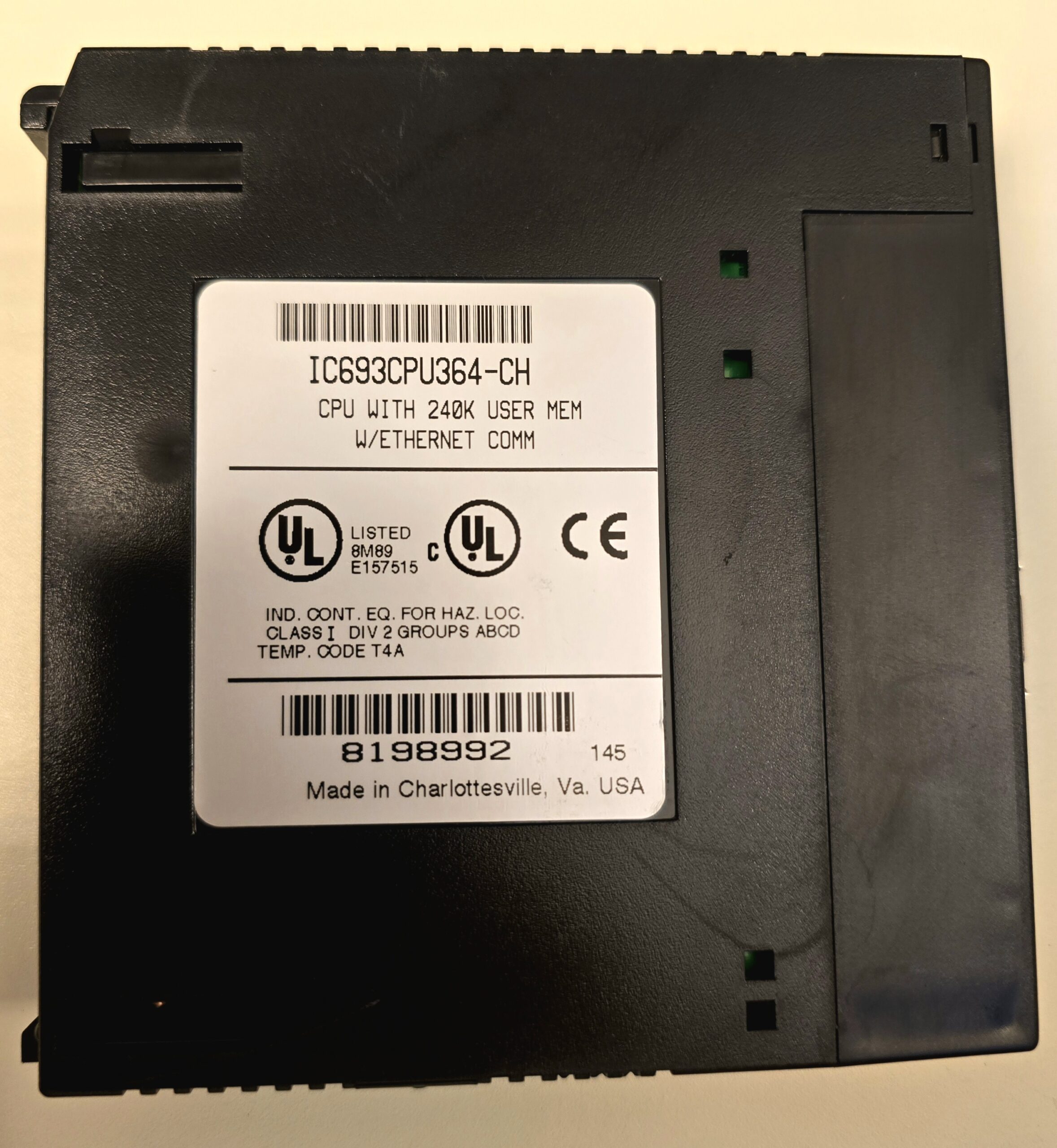 IC693CPU364 C80-35 processing unit cpu364 with Ethernet daughter board, identification label detail