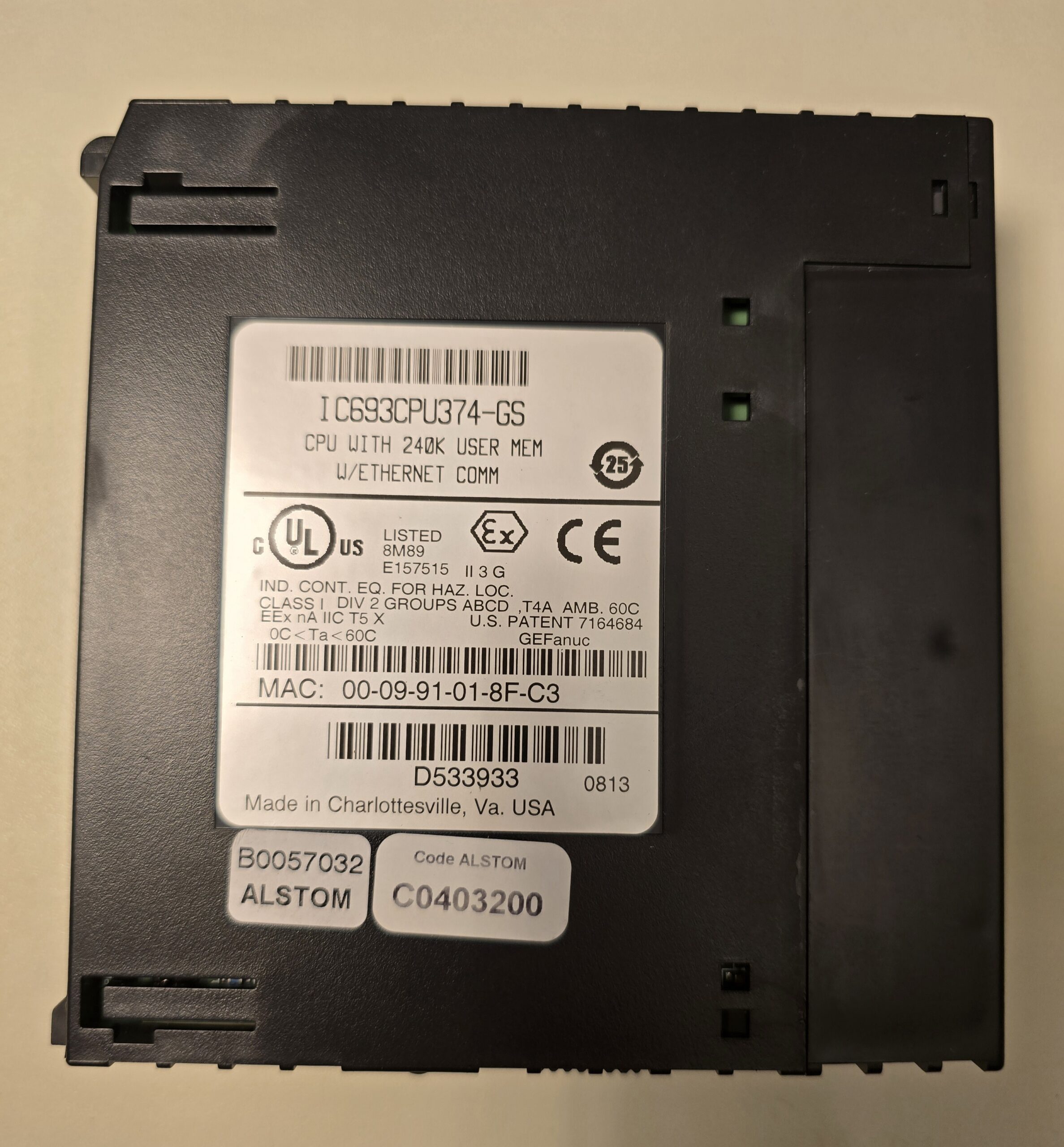 IC693CPU374 C80-35 processing unit cpu374, main component-side view