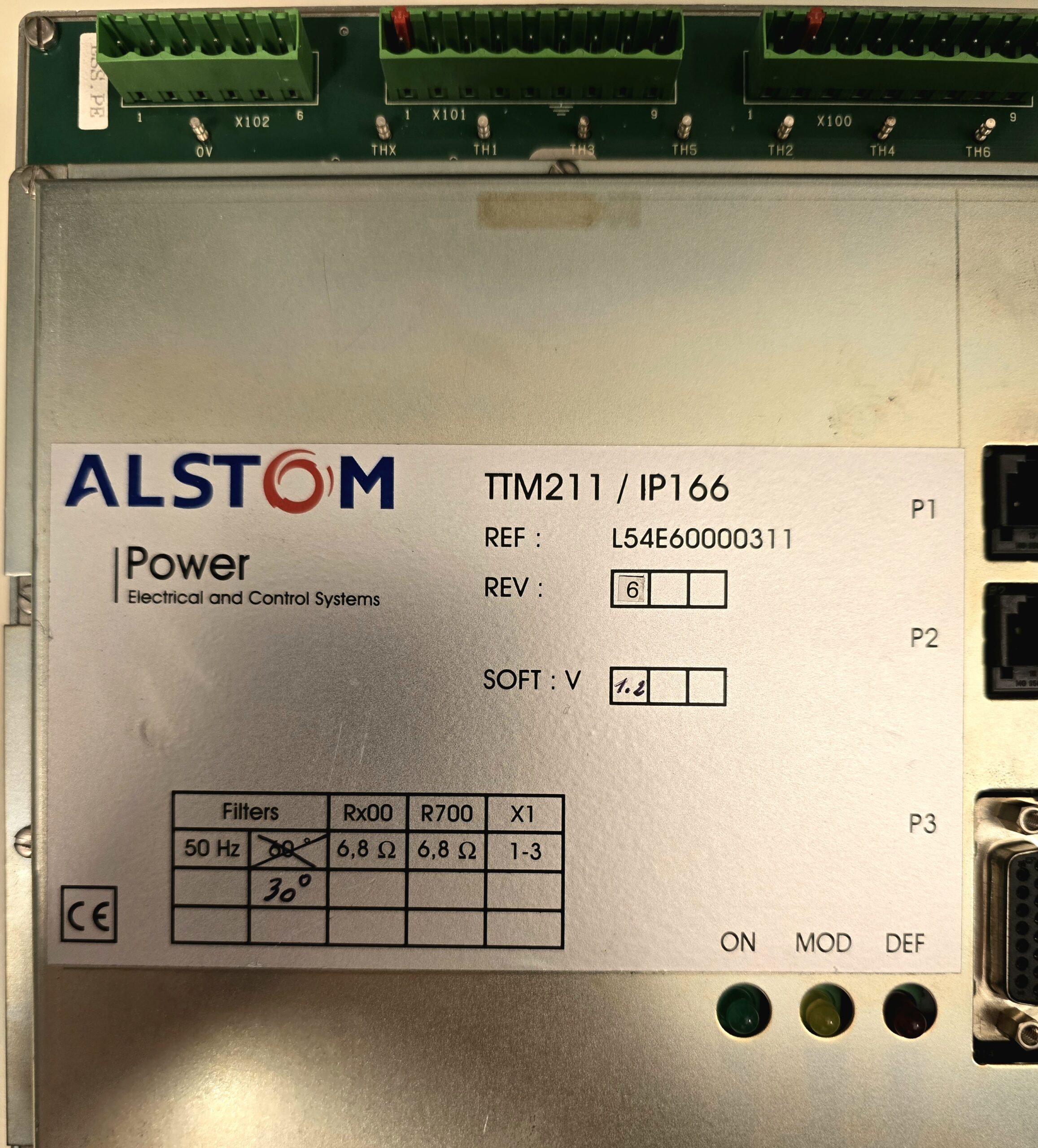 TTM211-IP166 Thyristors ignition module, identification label detail